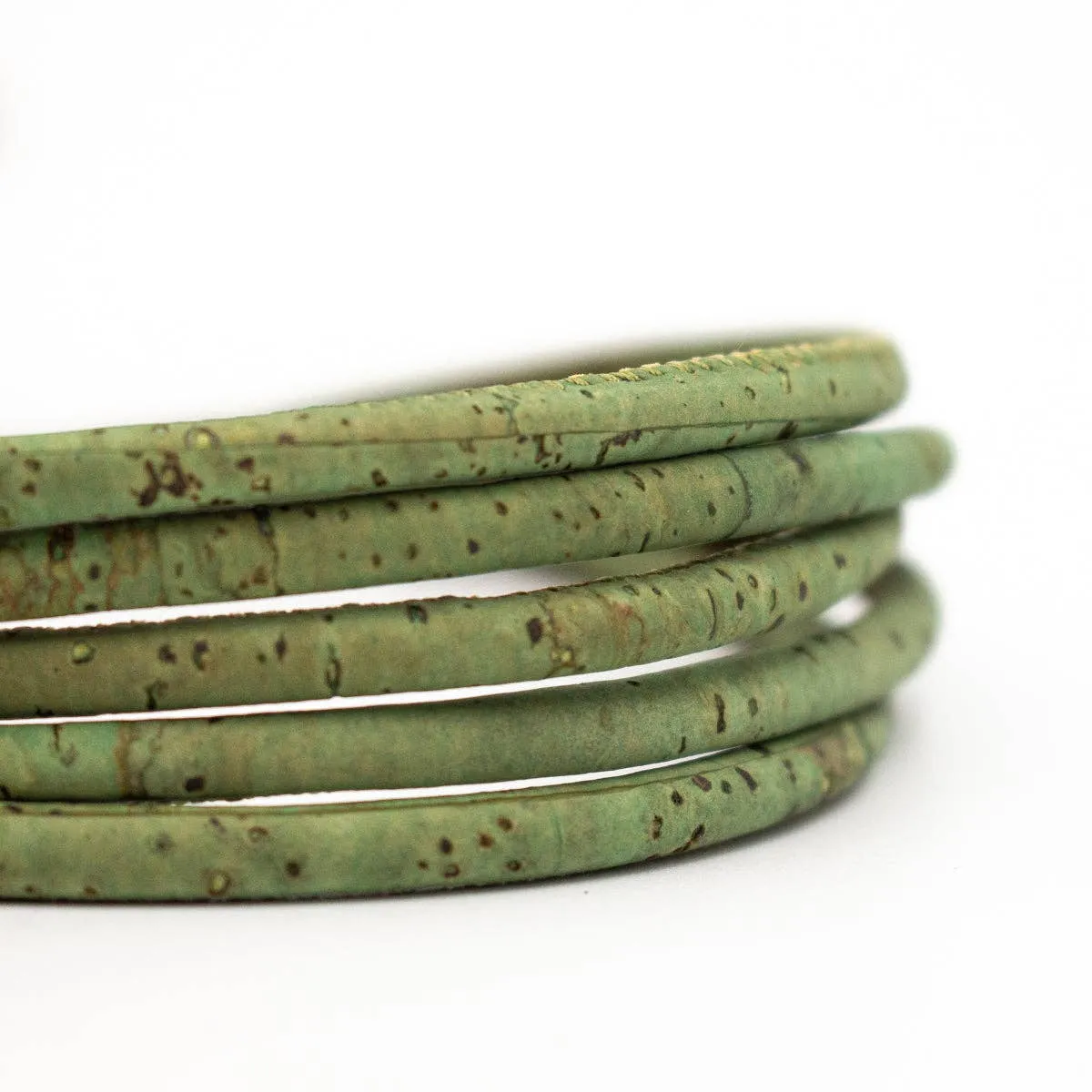 5mm round green cork cord COR-334(10 meters)