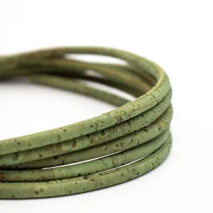 5mm round green cork cord COR-334(10 meters)