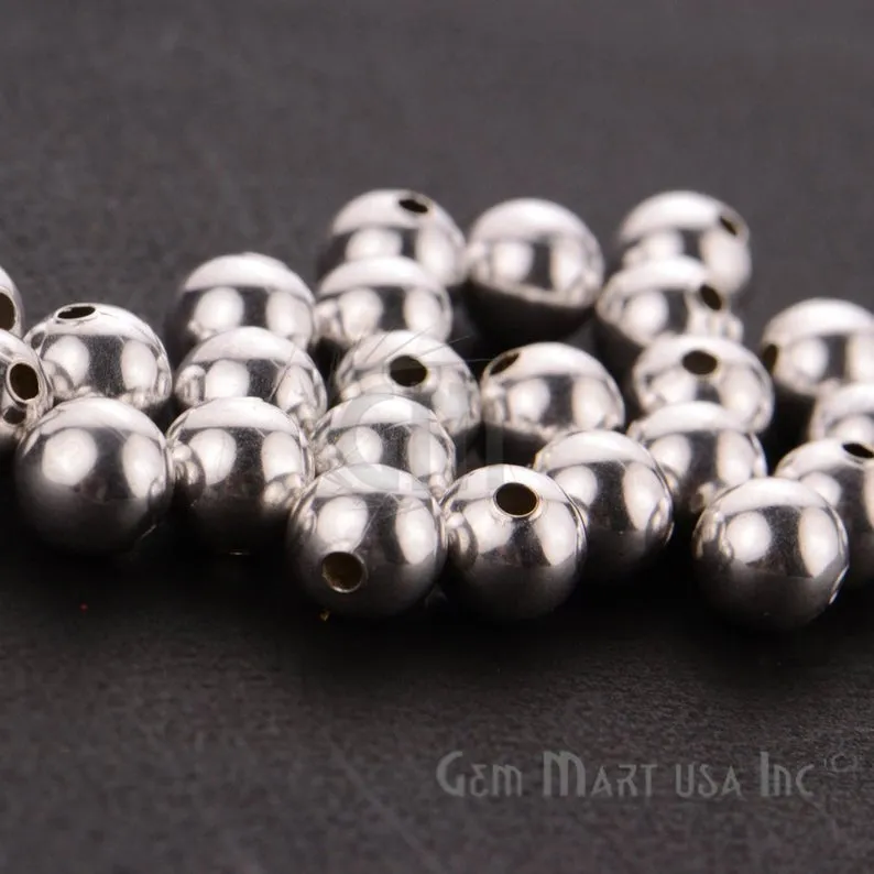 5pc Lot Ball Finding 8mm Silver Plated Round Smooth Round Beads