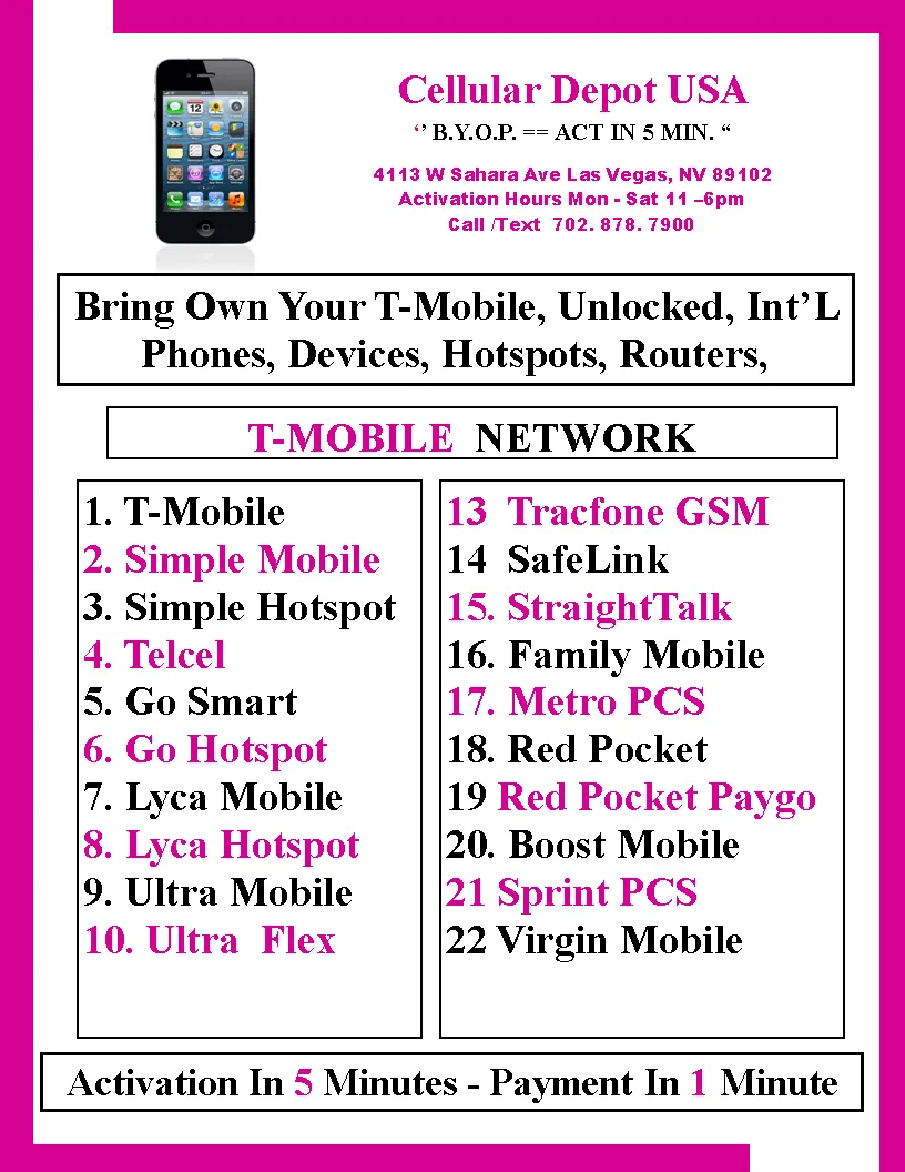 BYOP = T-Mobile $50 Unlimited Talk, Text, Web & Sim Kit & New Number