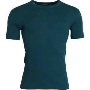 Dolce & Gabbana Blue Green Cotton Round Neck Short Sleeves T-shirt