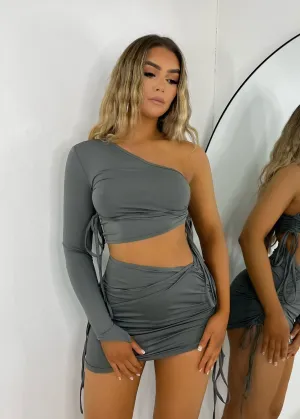 Edge of Glory One Shoulder Two Piece - Grey