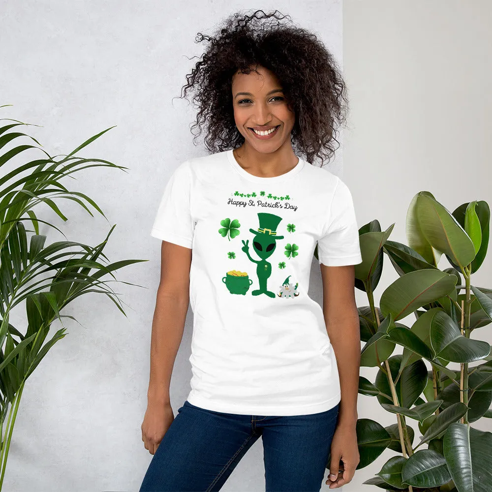 Leprechauns, Aliens and Gold Saint Patrick Day Unisex t-shirt