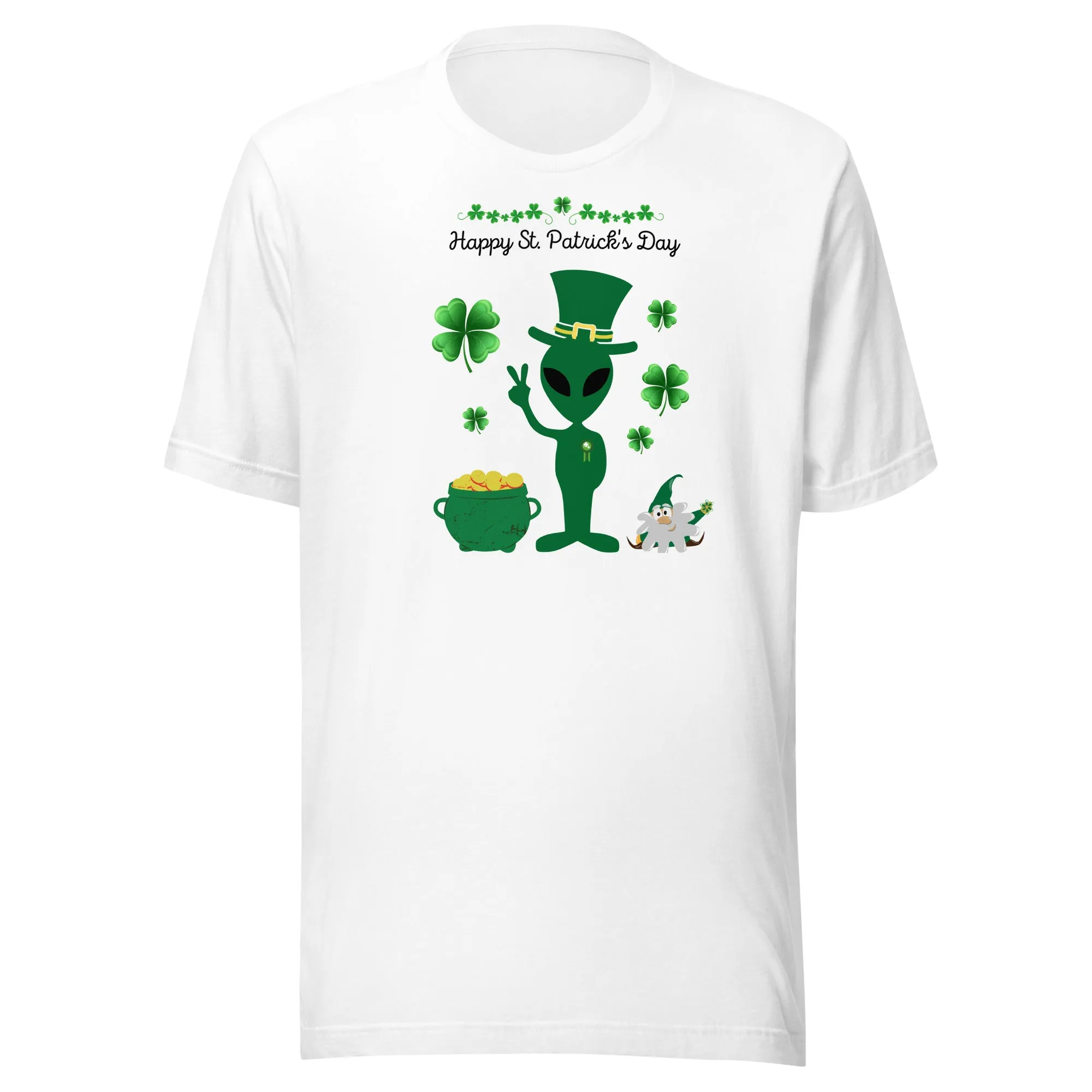 Leprechauns, Aliens and Gold Saint Patrick Day Unisex t-shirt