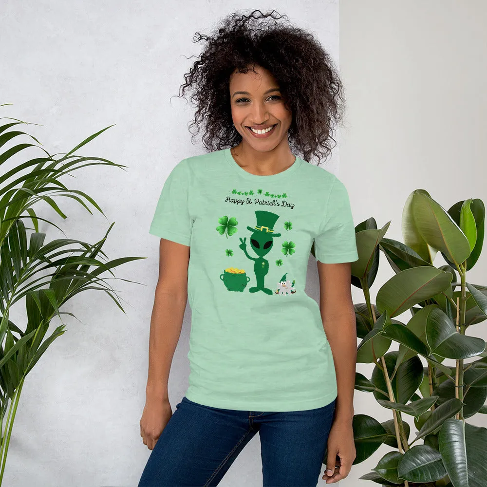 Leprechauns, Aliens and Gold Saint Patrick Day Unisex t-shirt