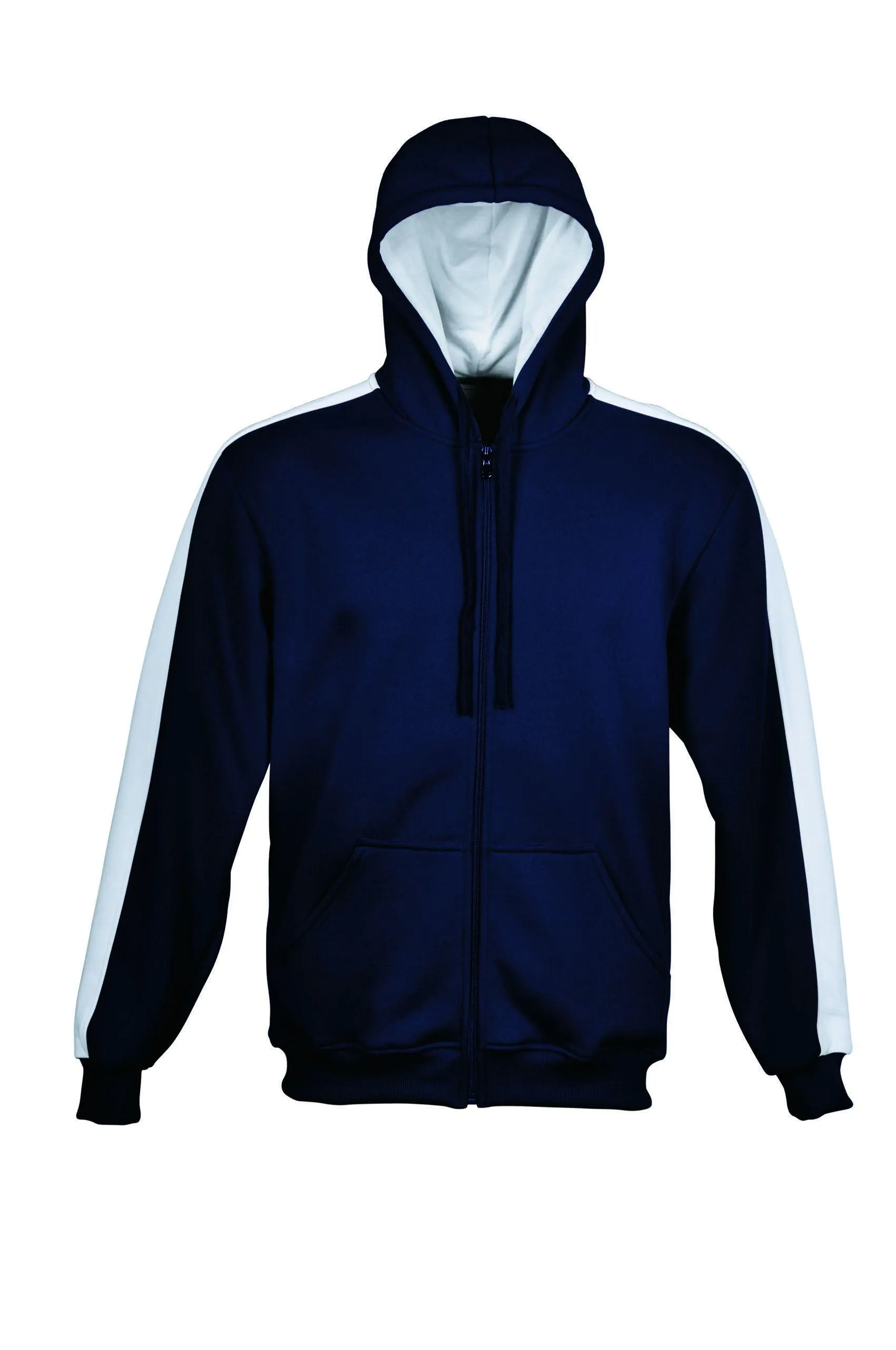 Mens Contrast Fleece Hoodie - Navy/White