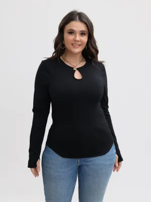 Midsize Round Neck Long Sleeves Cutout Top