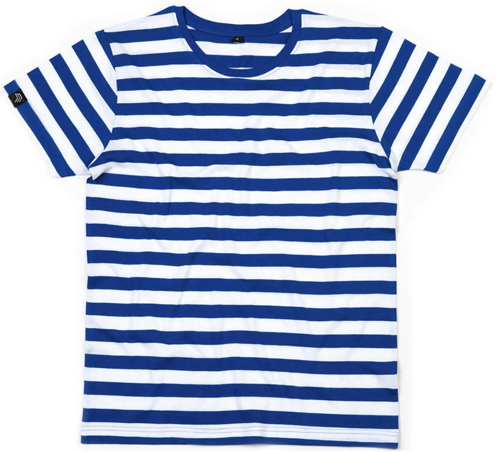 MTS M109 ― Weiches Unisex Stripy Bio-Baumwolle T-Shirt - Blau / Weiß