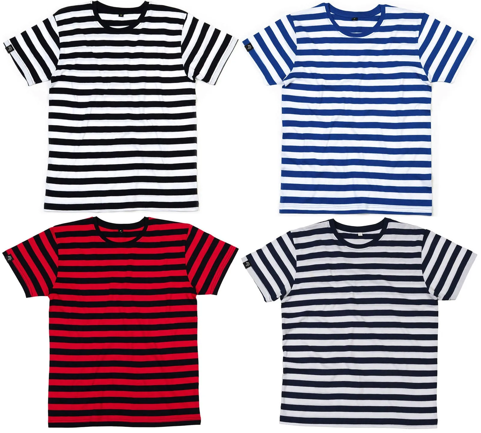 MTS M109 ― Weiches Unisex Stripy Bio-Baumwolle T-Shirt - Blau / Weiß