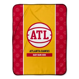 Personalized Atlanta Hawks Icon Baby Pixel Fleece Blanket