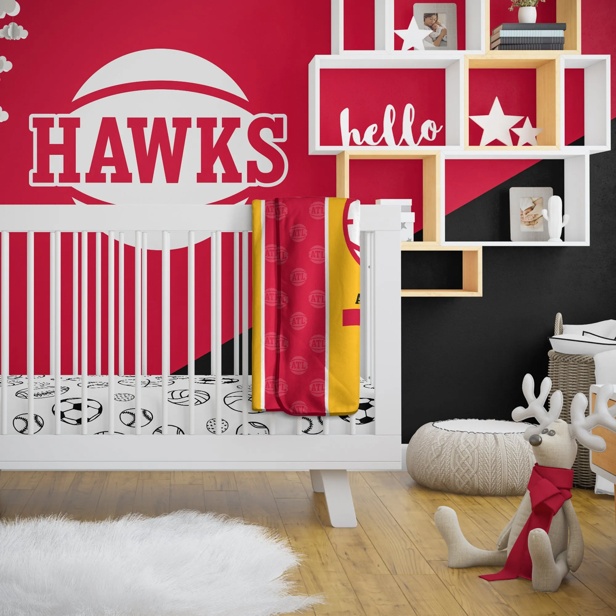 Personalized Atlanta Hawks Icon Baby Pixel Fleece Blanket