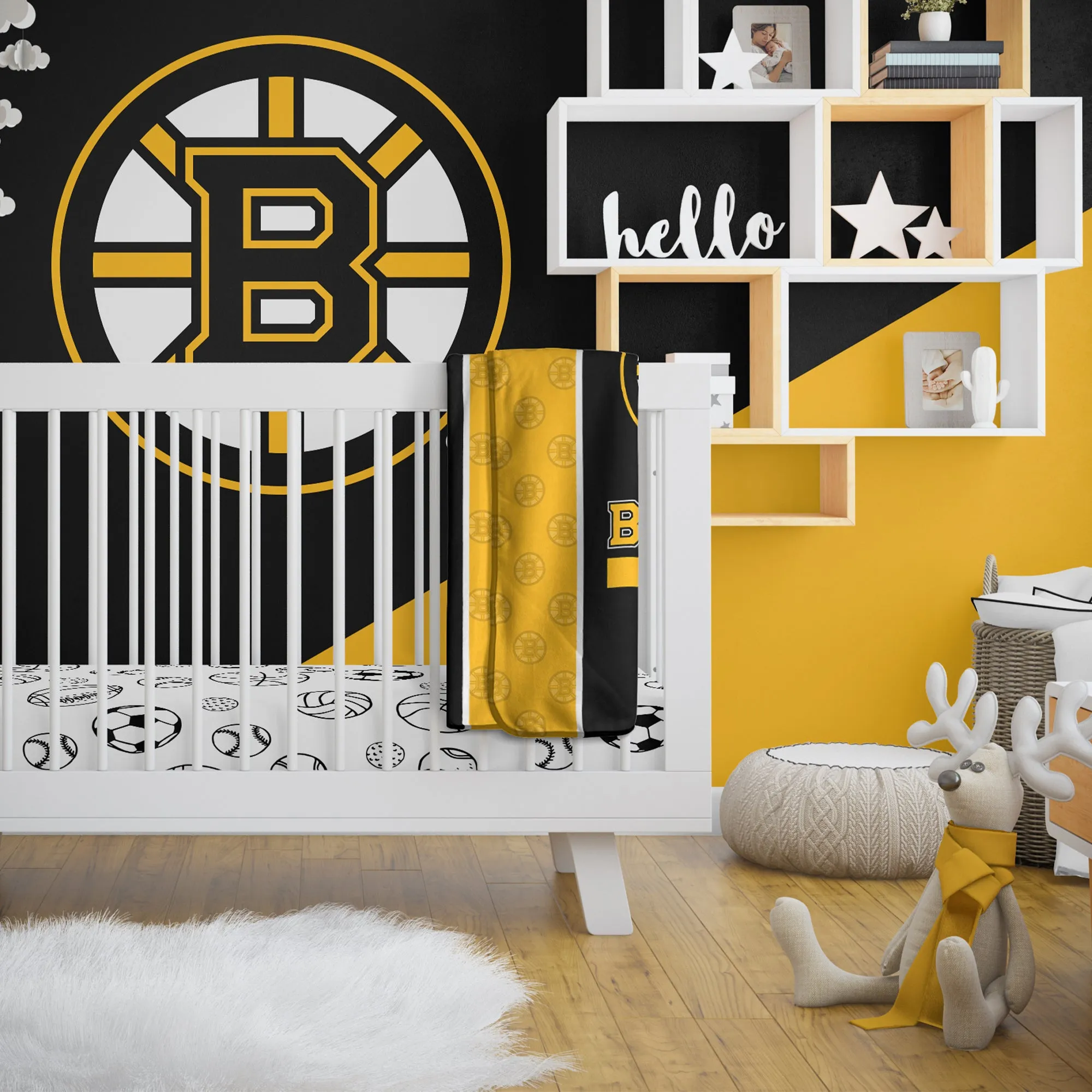 Personalized Boston Bruins Icon Baby Pixel Fleece Blanket