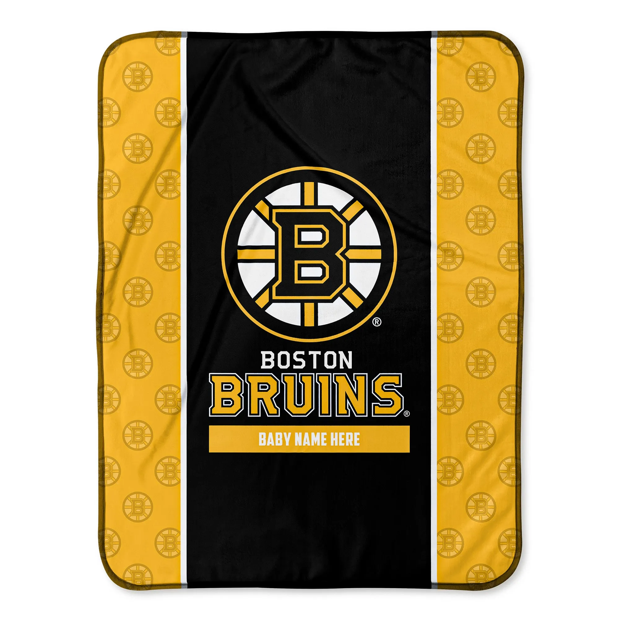 Personalized Boston Bruins Icon Baby Pixel Fleece Blanket