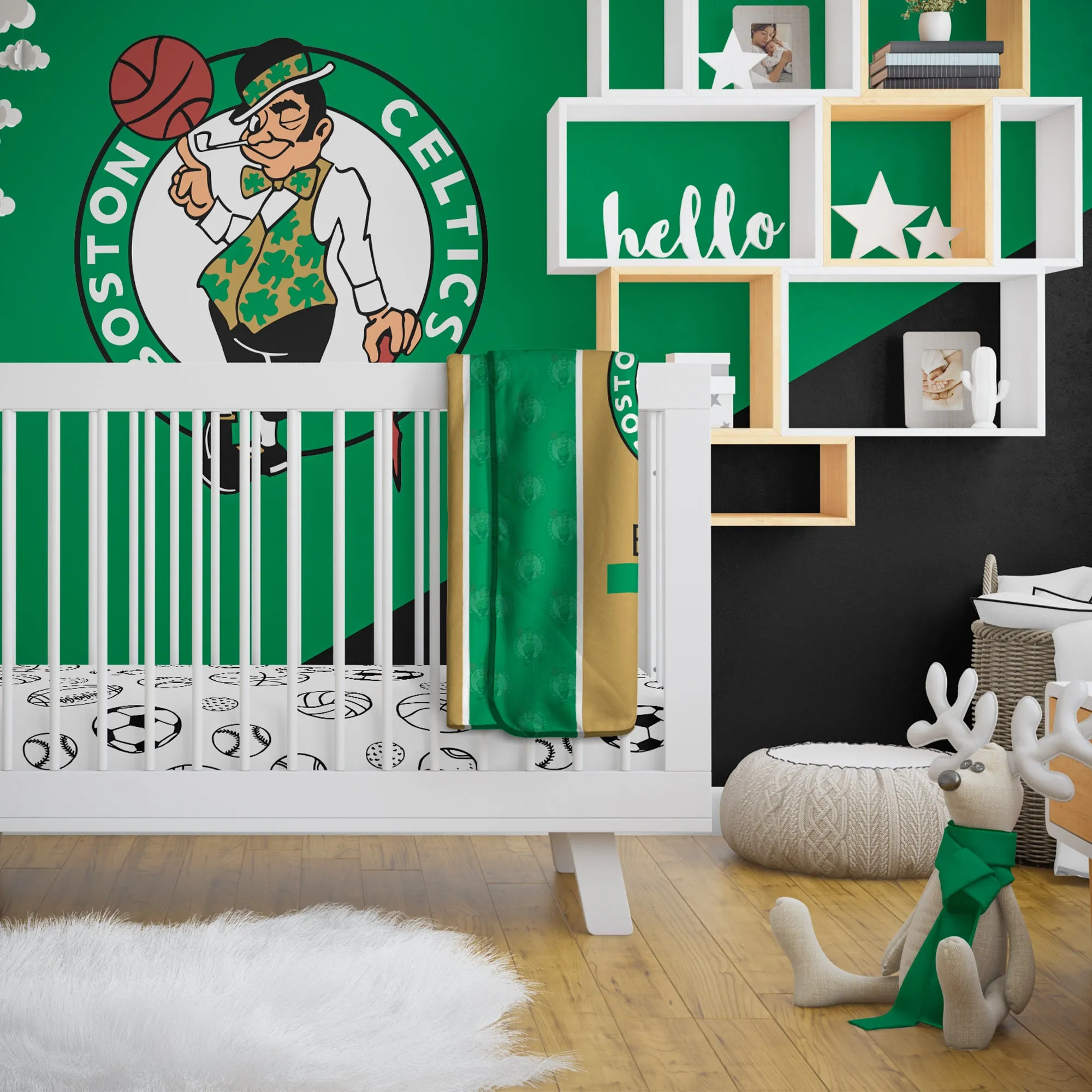 Personalized Boston Celtics Icon Baby Pixel Fleece Blanket