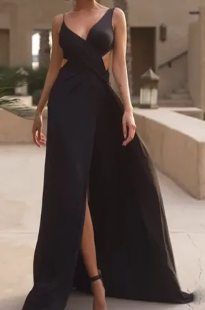 Sexy Cut Out Ruched Split Maxi Dress