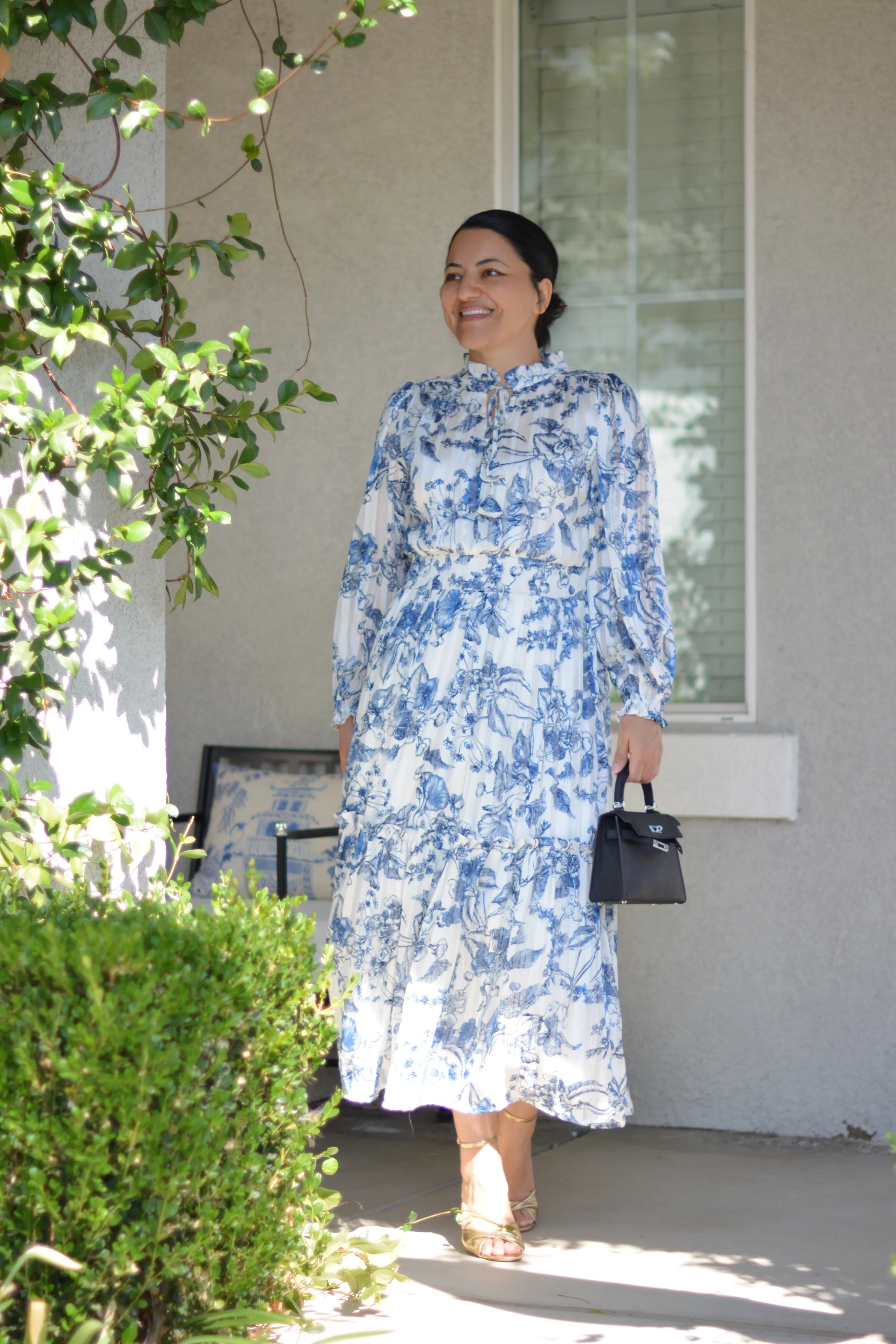 Taryn Blue Toile Maxi Dress