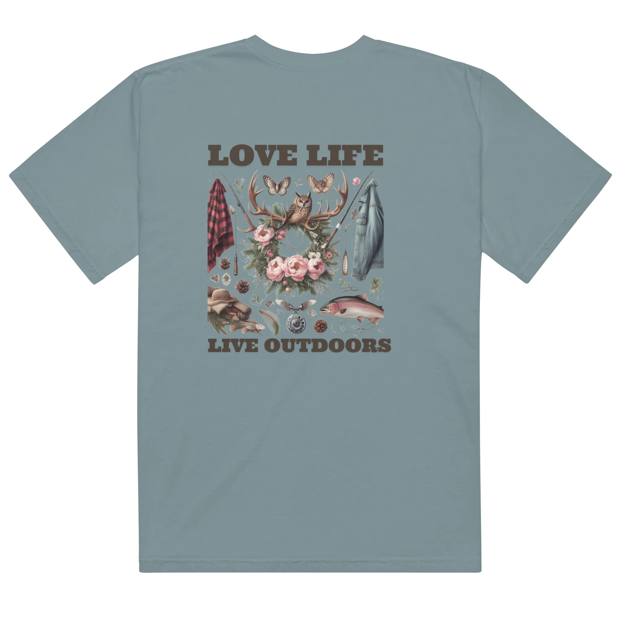 Unisex garment-dyed heavyweight t-shirt Exclusive Love Life Live Outdoors MRRL&O Print Designs