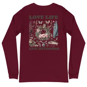 Unisex Long Sleeve Tee  Exclusive Love Life Live Outdoors MRRL&O Print Designs